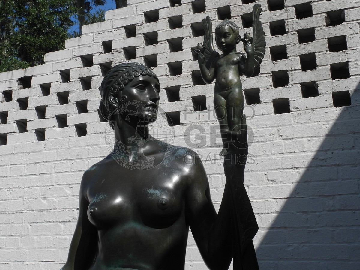 6321 Sculpture of Woman  with Winged Baby, Murrels Inlet, SC