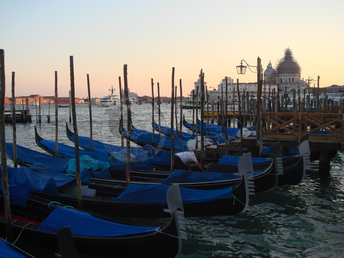 6474 Gondolas at Dusk, Venice, Italy