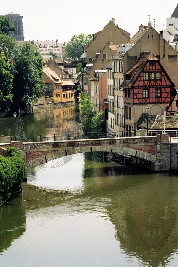 0438 Rhine River w/ Bridge, Strasbourg, France