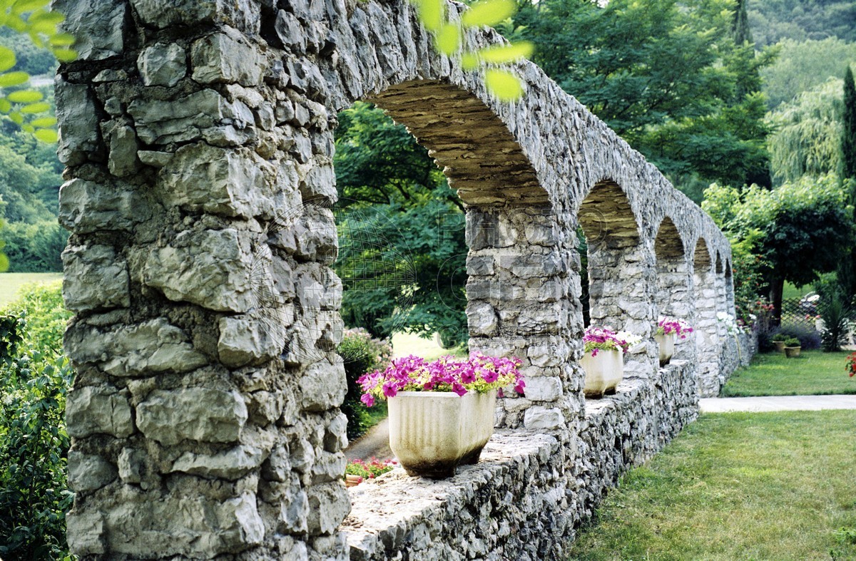 0490 Wall with Flowers, Mionnay, France