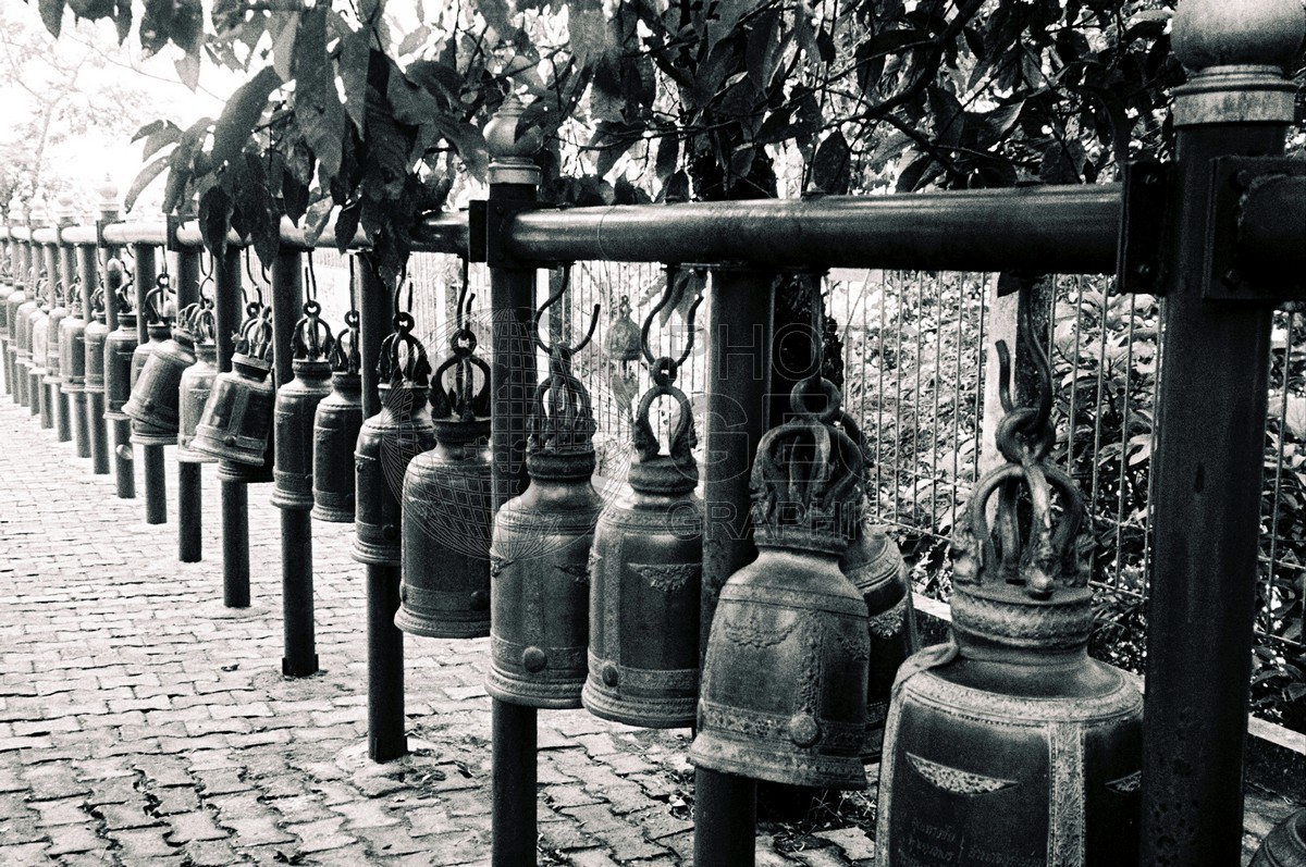1463 Temple Bells  (b/w), Chaing Mai, Thailand
