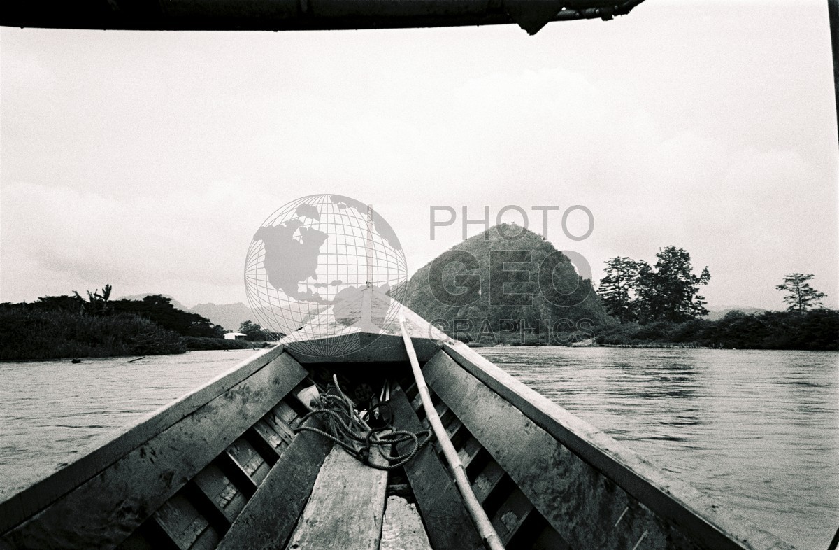 1466 Mekong River from Boat (b/w), Thailand