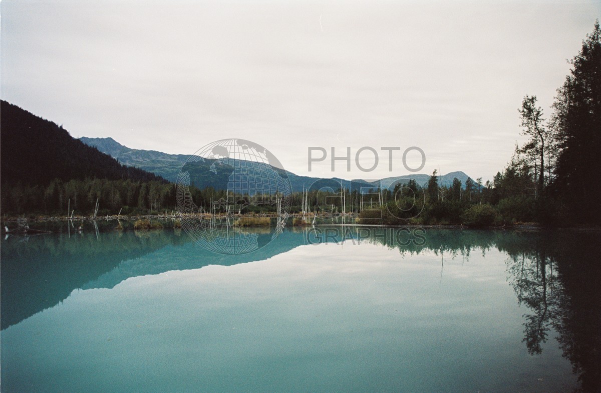 2198 Mountains Reflect in Lake, Portage, AK