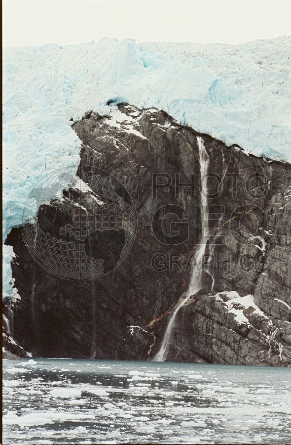 2221  Glacial Ice with Waterfall, Whittier, AK