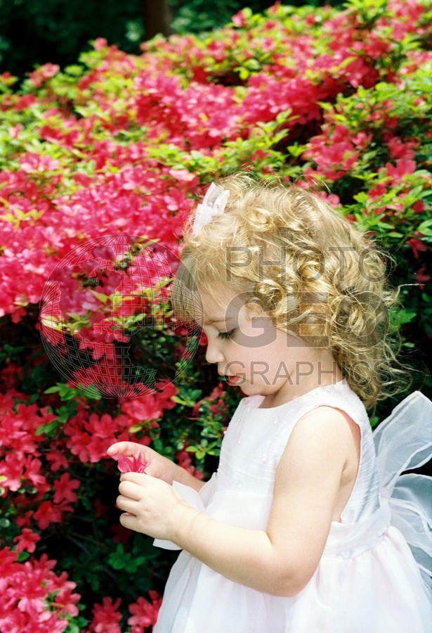 5029 White Dress with Azaleas