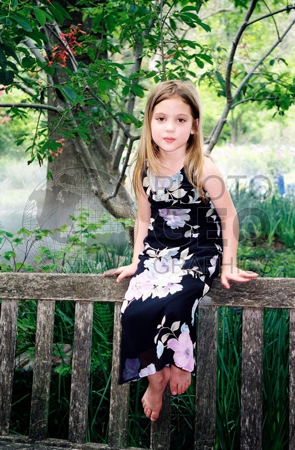 5053 Girl in Black Flowered Dress
