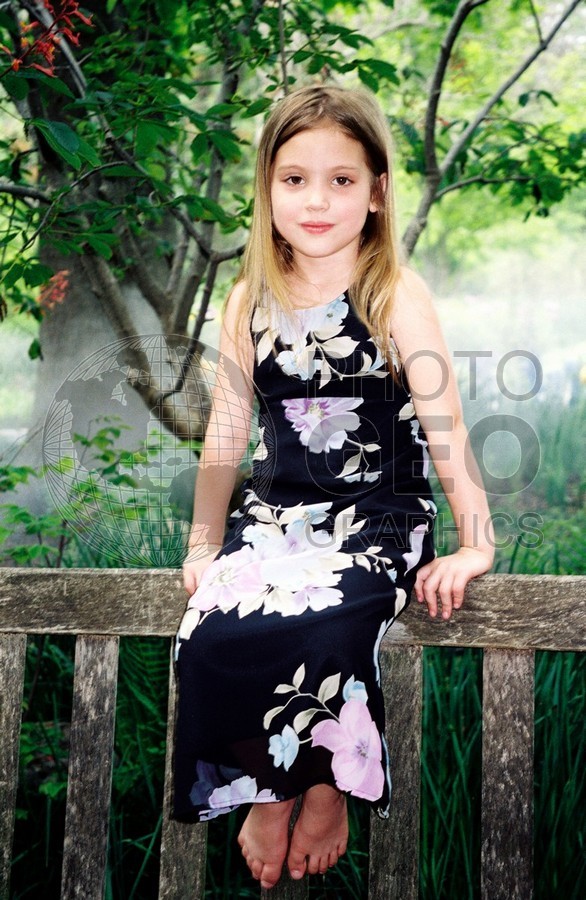 5054 Girl in Black Flowered Dress