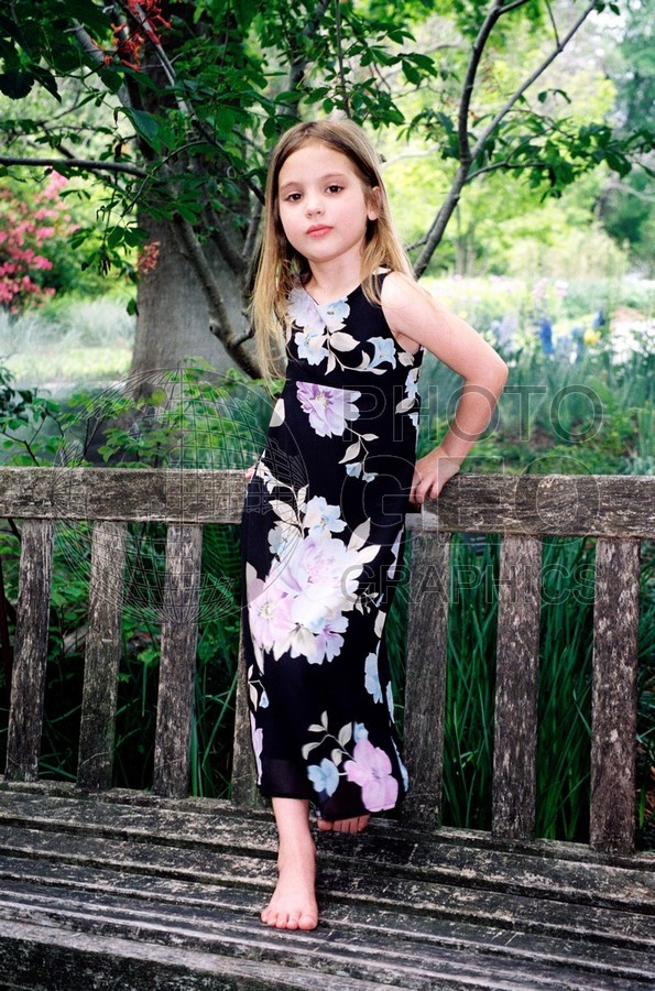 5055 Girl in Black Flowered Dress