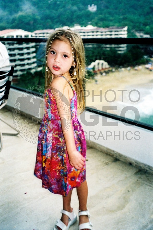 5200 Girl with Beaded Hair in Pink Dress