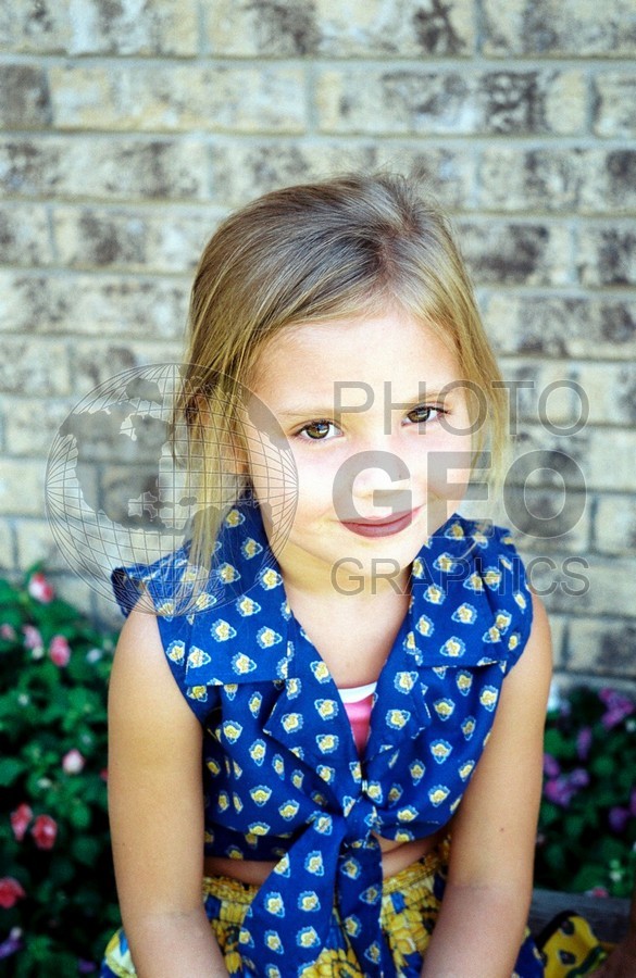 5203 Girl in Yellow & Blue Dress
