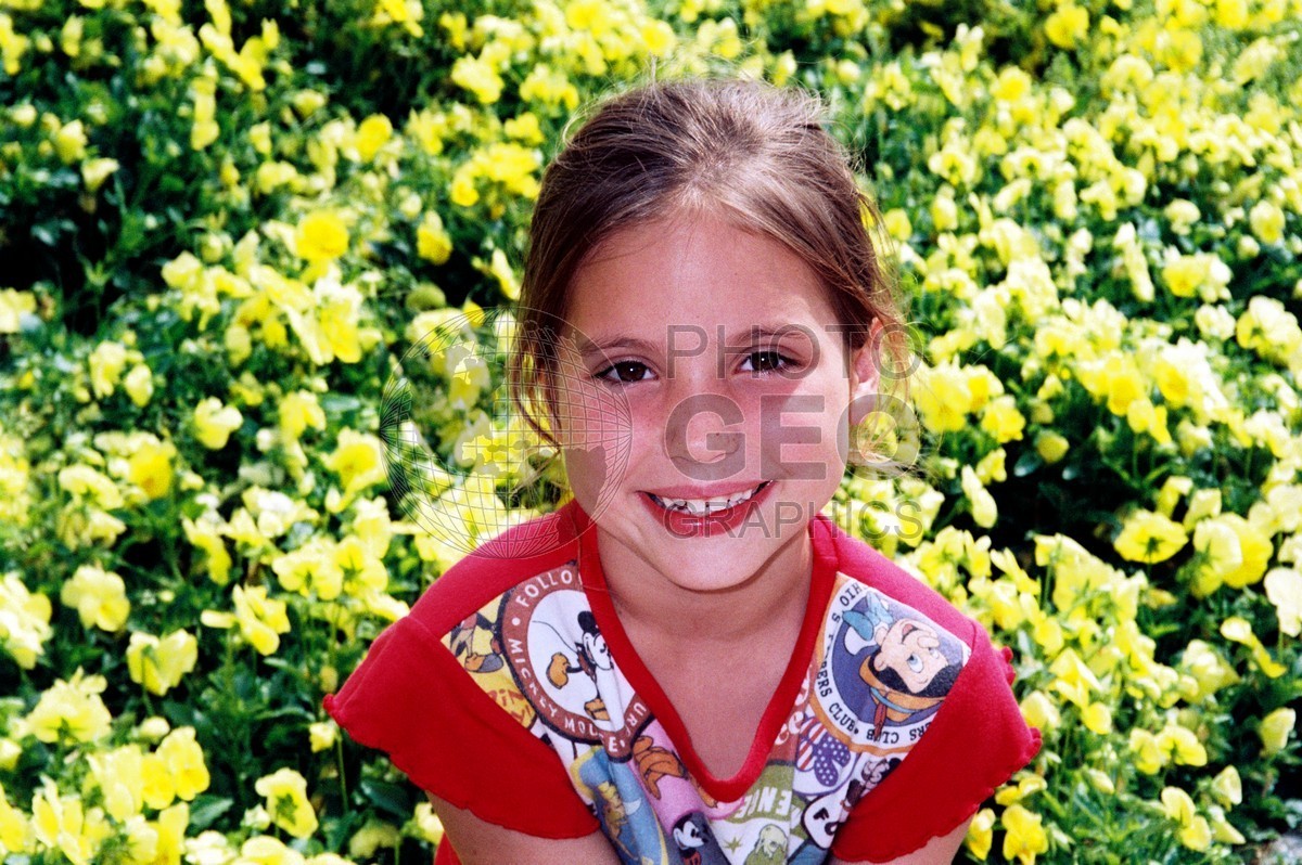 5297 Young Girl with Yellow Flowers